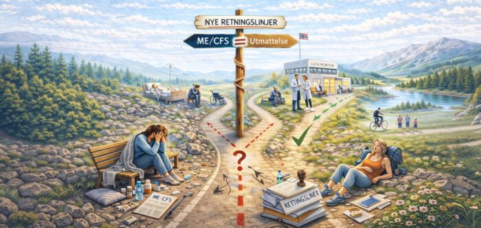 Retningslinjen som ikke skiller mellom ME og utmattelse - Bilde av et veikryss som viser to forskjellige veier